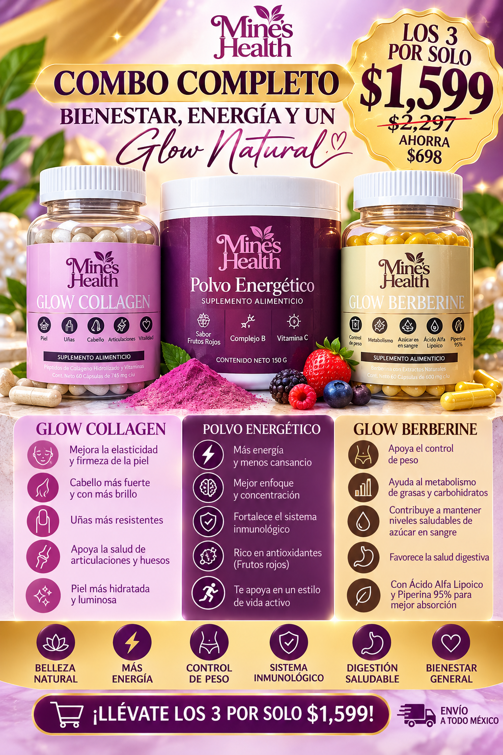 Combo MineS Health Los 3 productos