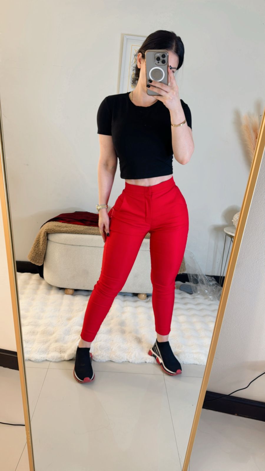 Pantalón rojo/elastico negro