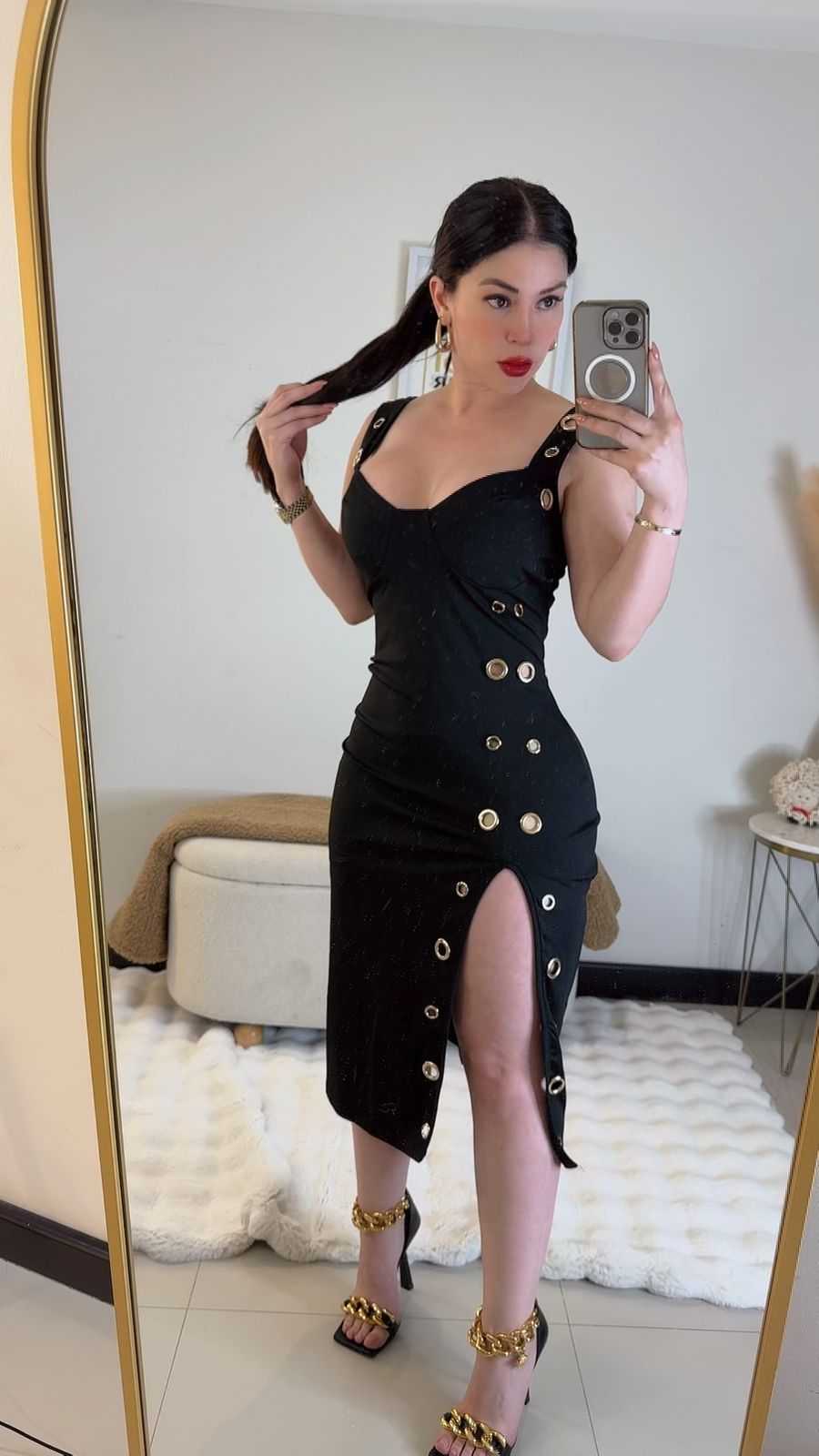 Vestido negro/dorado
