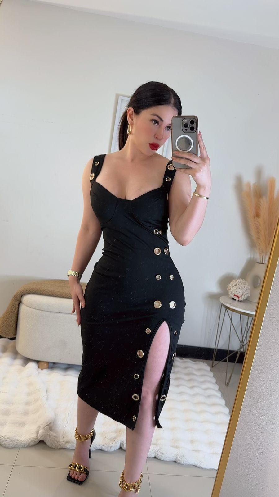 Vestido negro/dorado