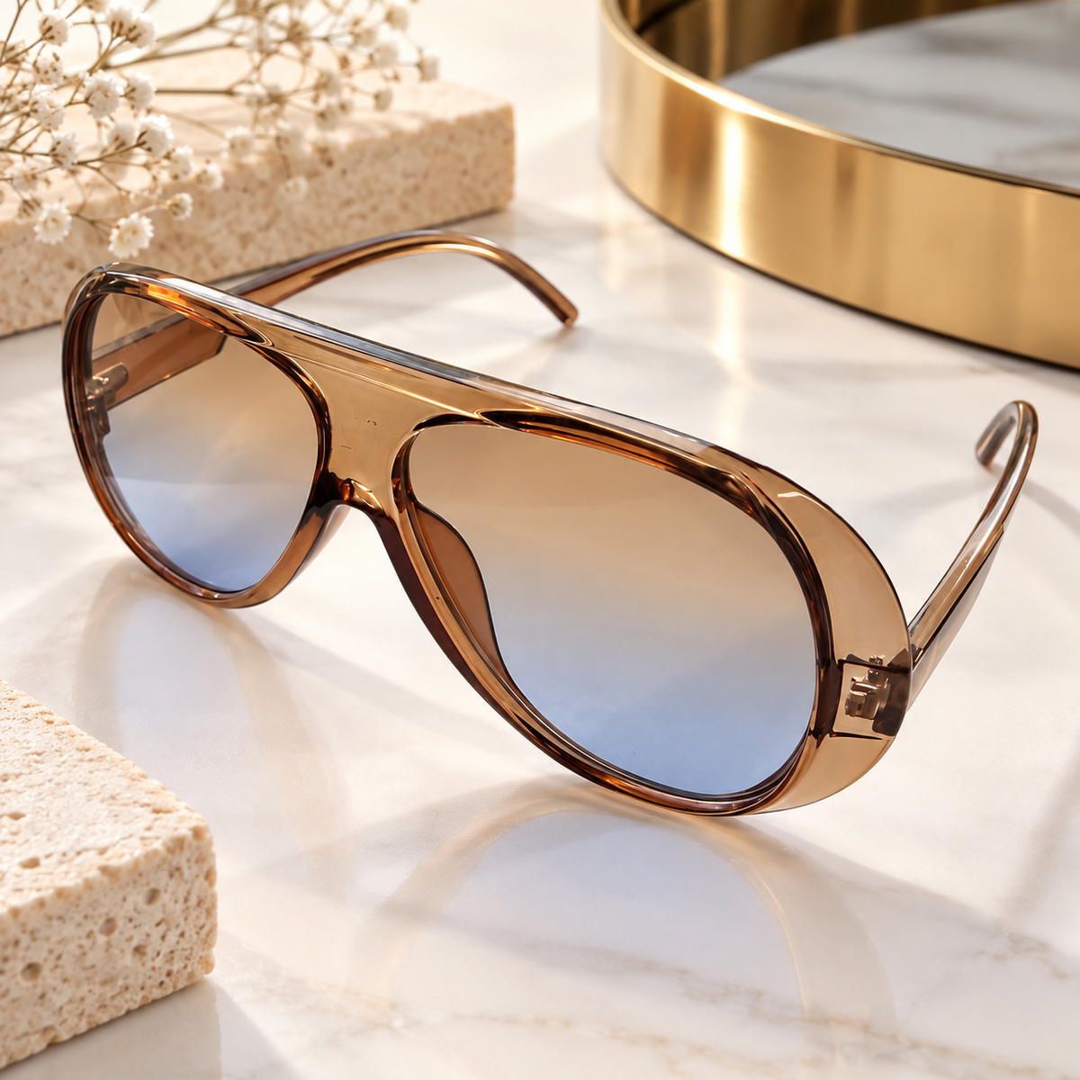 Lentes de Sol Oversize Elegance Café Degradado