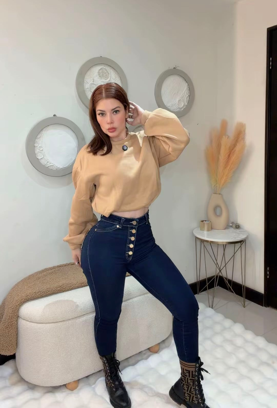 Jeans de Cintura Alta Stretch Realza la Figura Mod 20