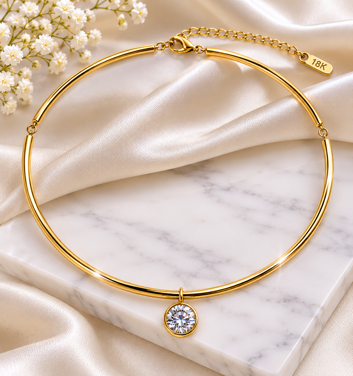 Collar Gargantilla con Zirconia Estilo Elegante para Mujer