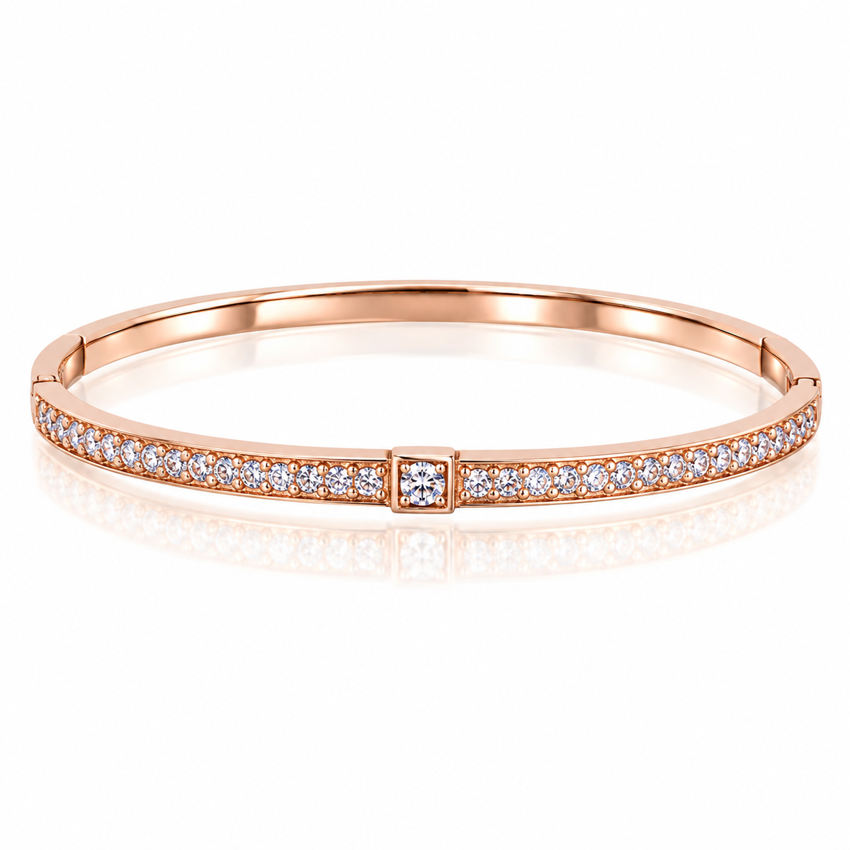 Pulsera Elegance de Acero Inoxidable Bañada en Oro con Zirconias