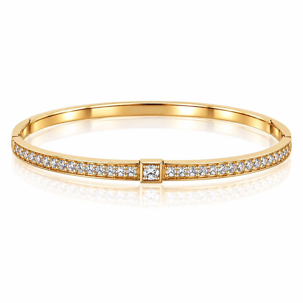 Pulsera Elegance de Acero Inoxidable Bañada en Oro con Zirconias