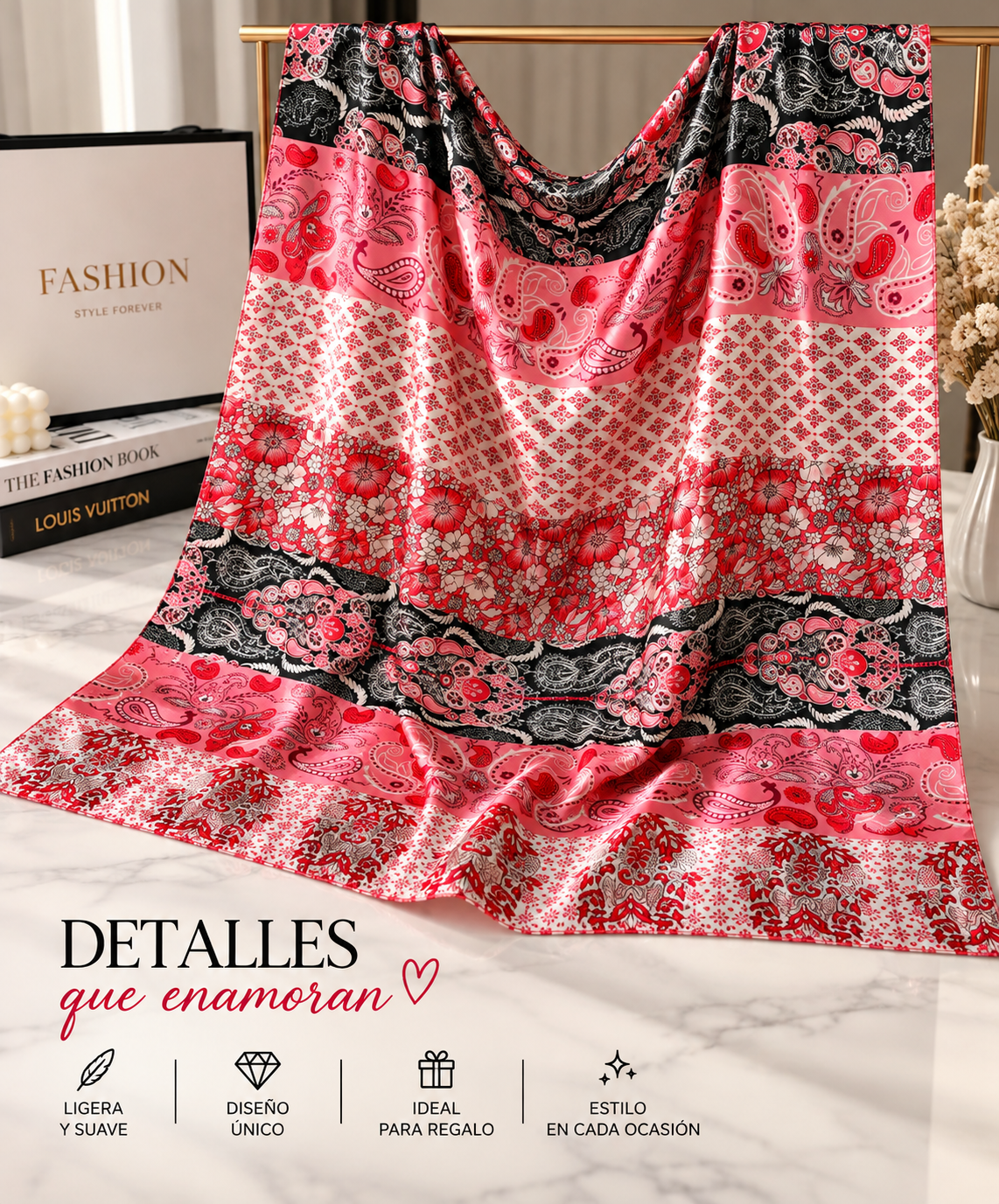 Mascada Satinada para Mujer Estampada Elegante