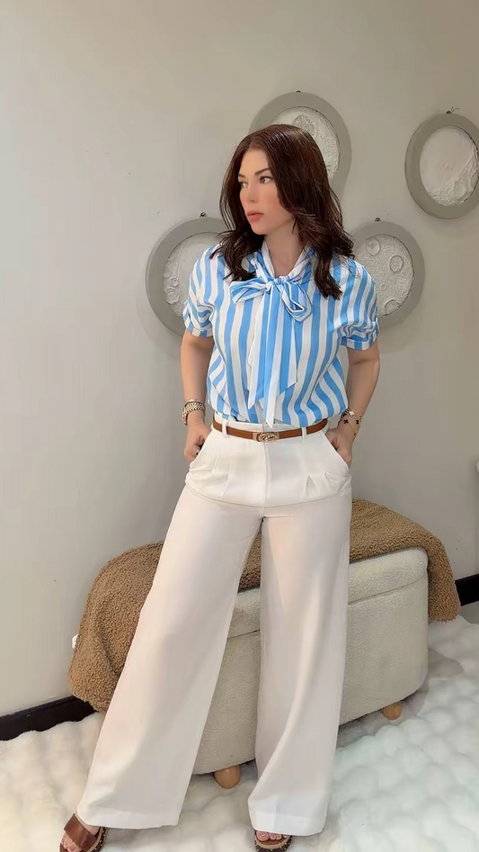 Pantalón de Vestir Blanco para Mujer Corte Recto Elegante