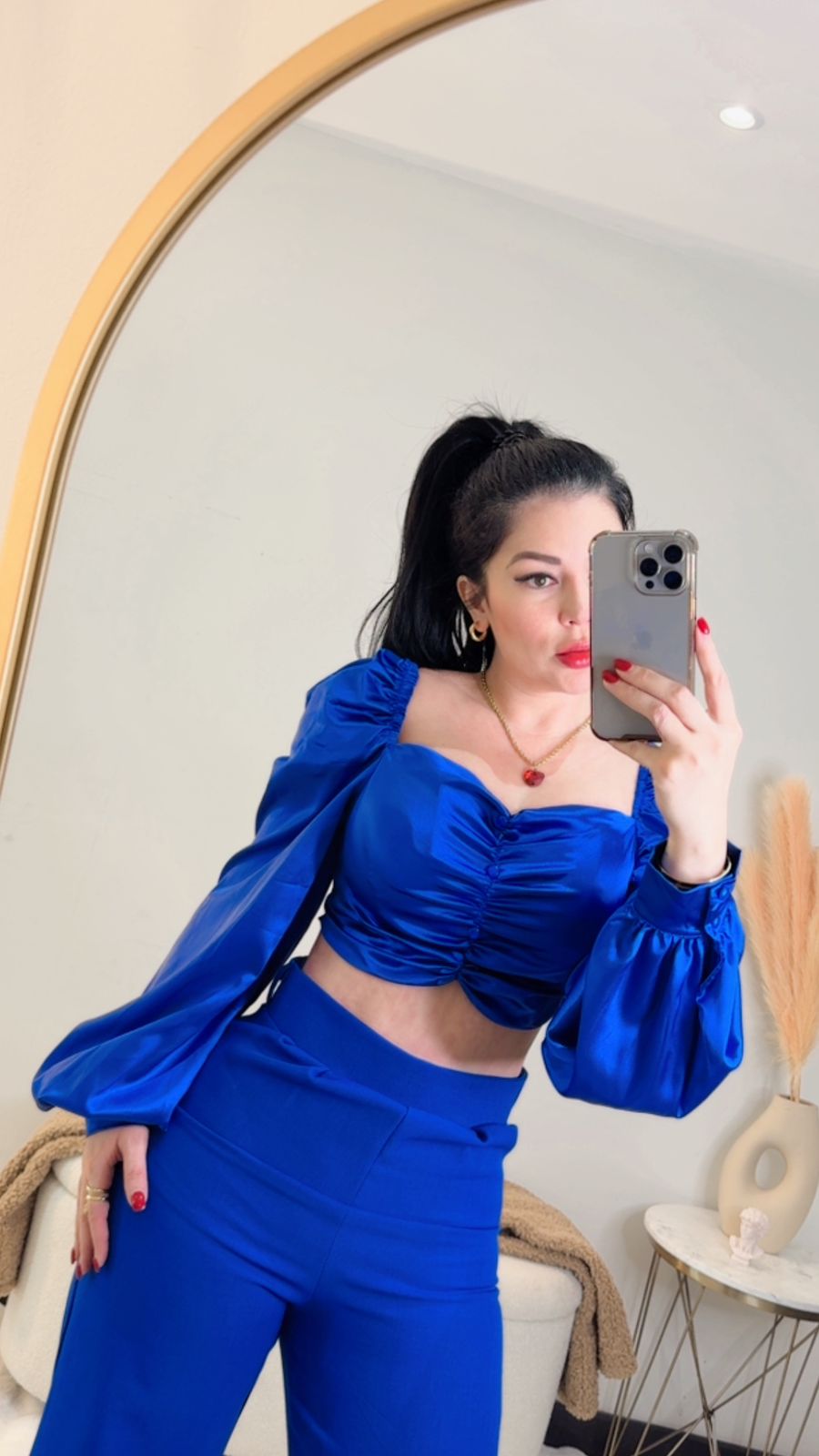 Blusa Satin Azul