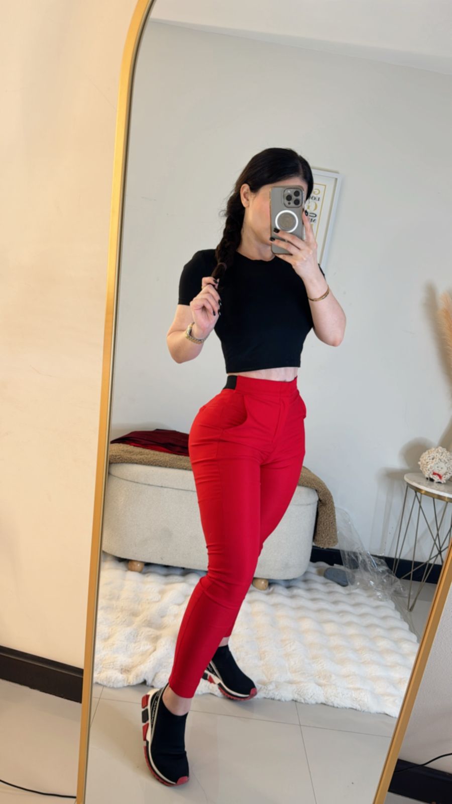 Pantalón rojo/elastico negro