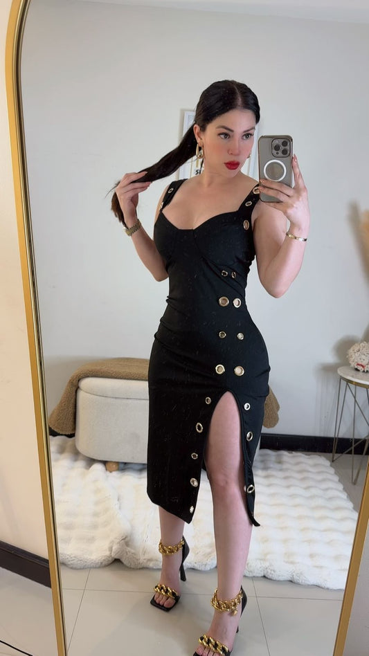 Vestido negro/dorado