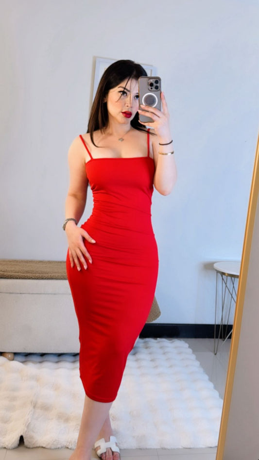 Vestido liso rojo